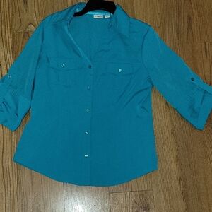 Cato Teal Button-Down Shirt for Women
